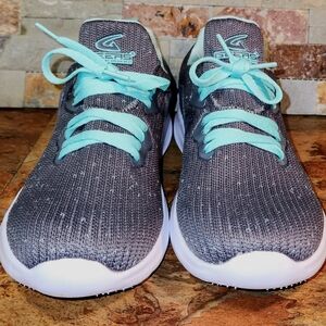Geers Womens Athletic Sneakers • Upper Mesh Grey / Lower Teal Color •